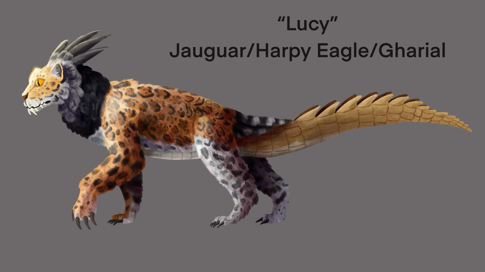 Mix of a Gharial, Jaguar, and Harpy eagle